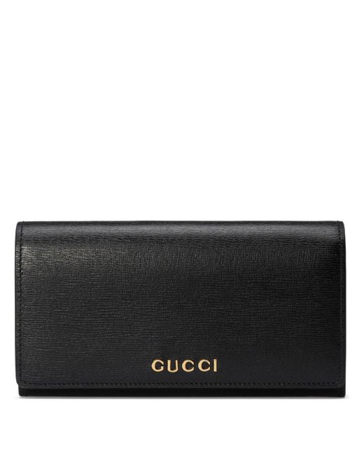 Portafoglio Continental con logo di Gucci in Black