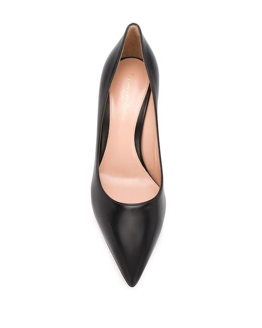 Gianvito Rossi Black Pointed Mid-Heel Pumps