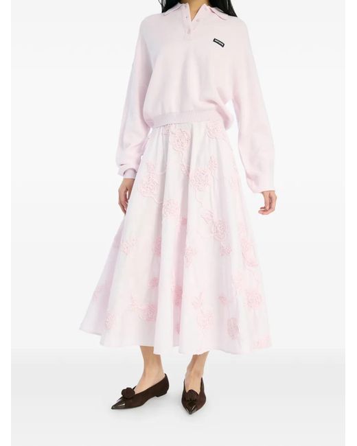 ROTATE BIRGER CHRISTENSEN Pink Flower Midi Skirt
