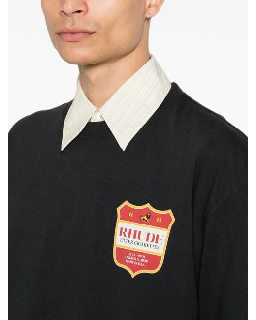 Rhude Black Graphic-Print Long-Sleeve T-Shirt for men