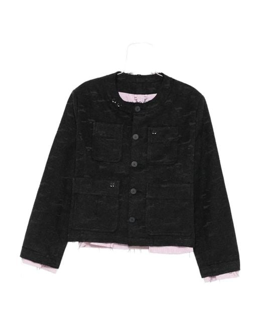 Charles Jeffrey Black Button-Up Fitted Jacket