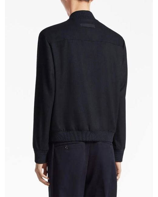 Zegna Blue Oasi Elements Cashmere Bomber Jacket for men