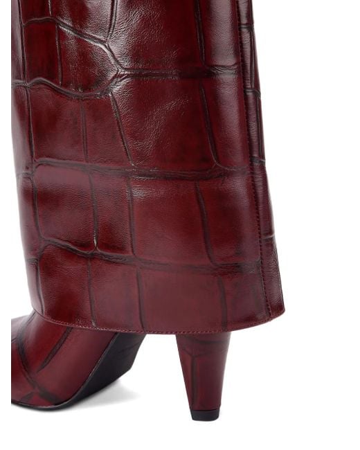 Kurt Geiger Purple 100Mm Croc-Embossed Fold-Over Boots
