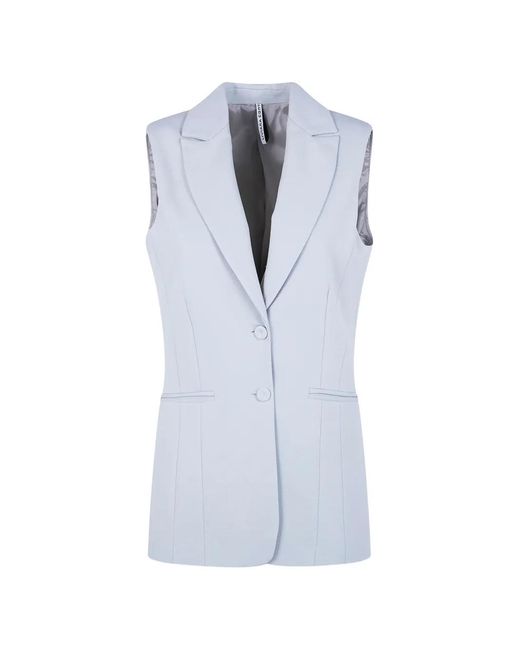 Liviana Conti Blue Button Fastening Gilet
