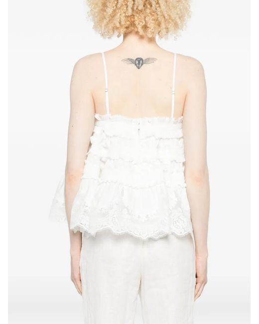 Zimmermann White Alchemy Ruffled-Lace Top
