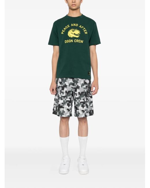 PEACE AND AFTER Green Logo-Print T-Shirt for men