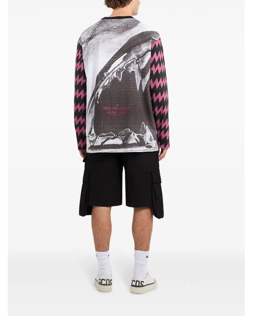 Gcds White Dracula Graphic Crew-Neck Long-Sleeve T-Shirt for men