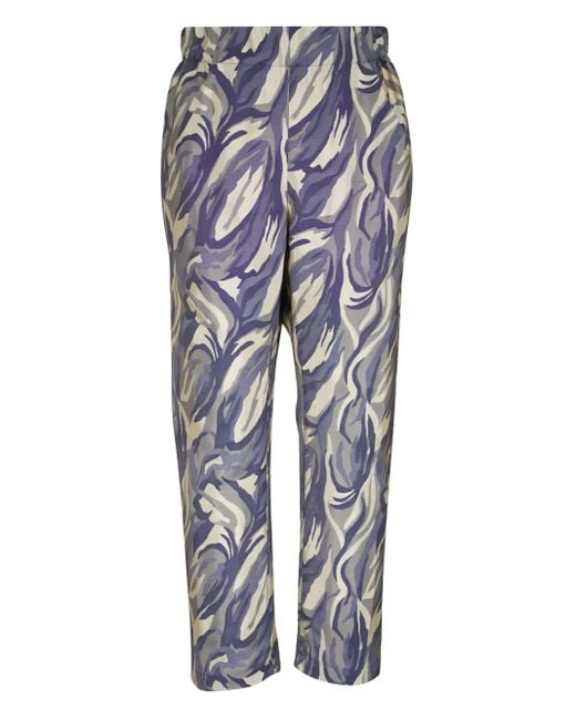 Zero + Maria Cornejo Blue Abstract-Print Elasticated-Waist Trousers