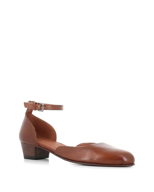 Pantanetti Brown Ankle Strap Pumps