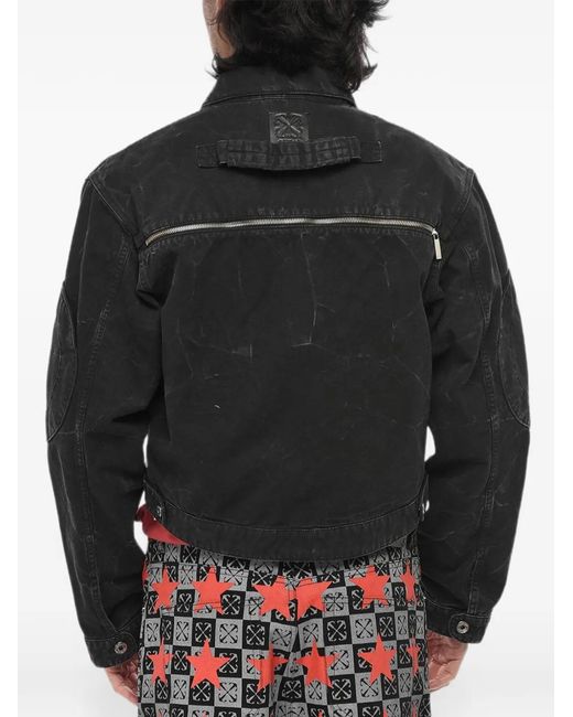 Off-White c/o Virgil Abloh Gray Denim Jacket Garmdyed With Rear Zip for men