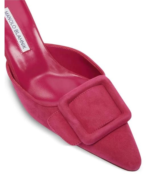 Manolo Blahnik Pink Mules Maysale À Bout Pointu