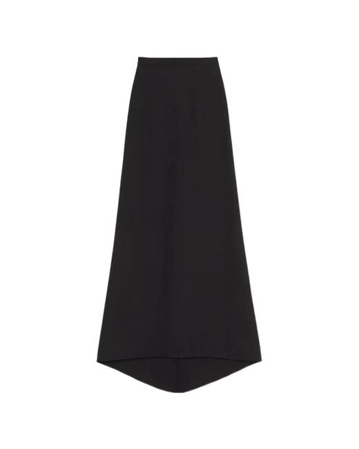 Valentino Garavani Black Cady Couture Asymmetric Maxi Skirt