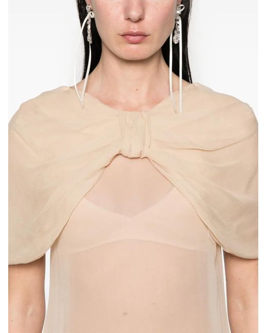 Simone Rocha Natural Sheer-Midikleid mit Schleifendetail