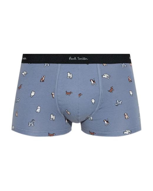 Paul Smith Blue Dog-Print Boxers for men