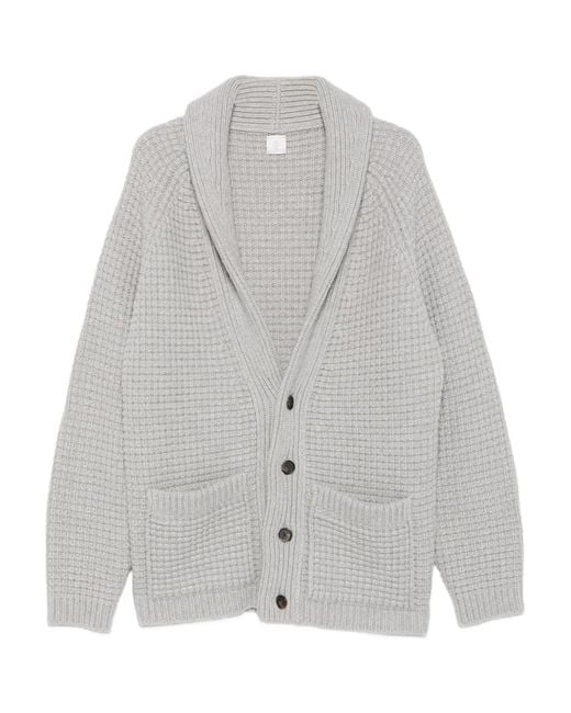 Eleventy Gray Waffle-Knit Shawl-Collar Cardigan for men