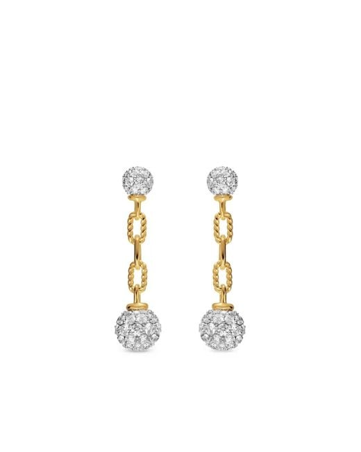 David Yurman Metallic 18Kt Madison-Link Diamond Drop Earrings