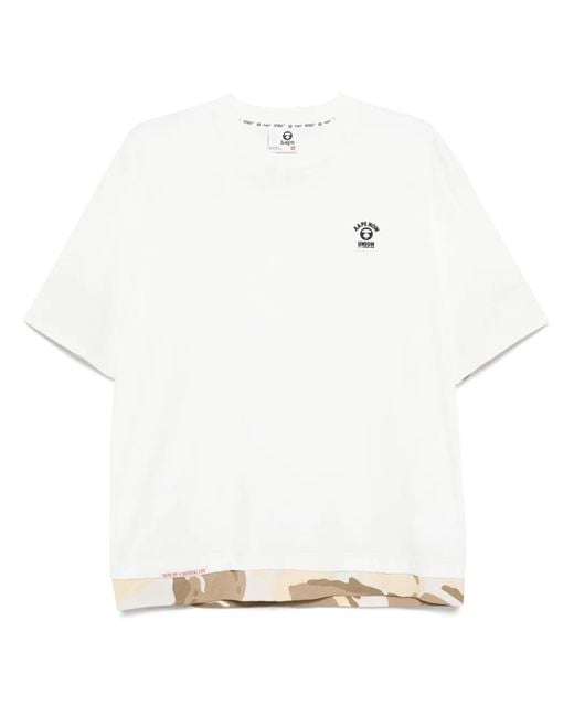 Aape By A Bathing Ape White Cotton T-Shirt for men