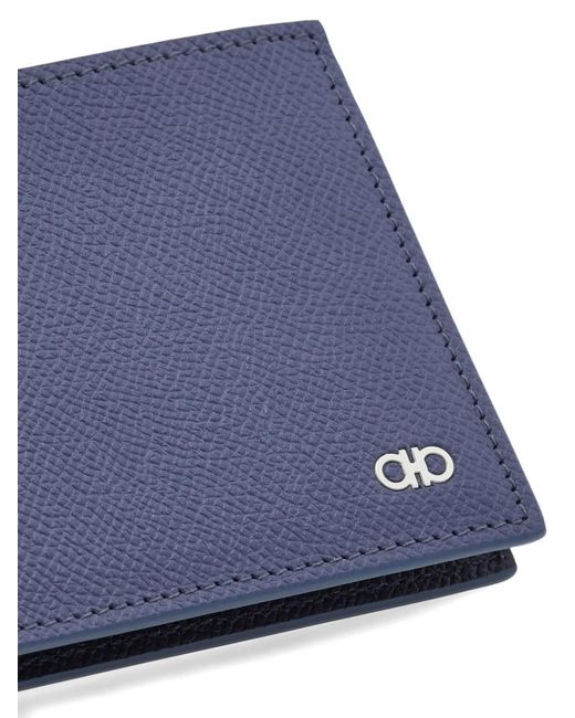 Ferragamo Blue Gancini Leather Cardholder for men