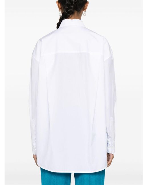 Camisa de popelina con detalles de cristal Maje de color White