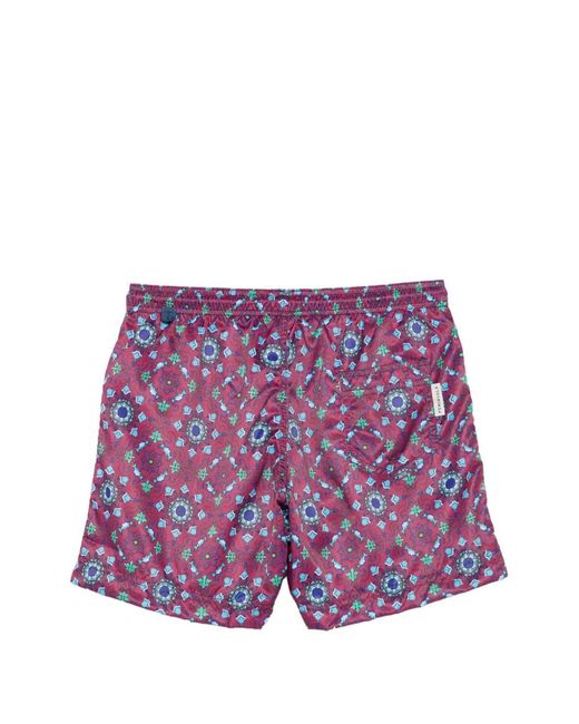 Peninsula Purple Rapallo Patterned Drawstring Swim Shorts for men