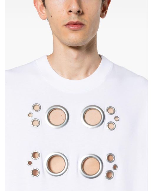 Givenchy White Eyelet-Embellished T-Shirt for men