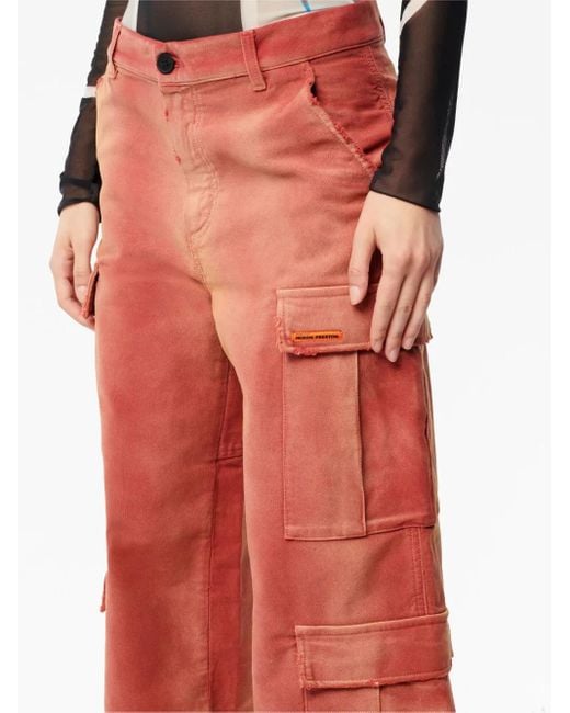Heron Preston Red Distressed-Effect Cargo Pants