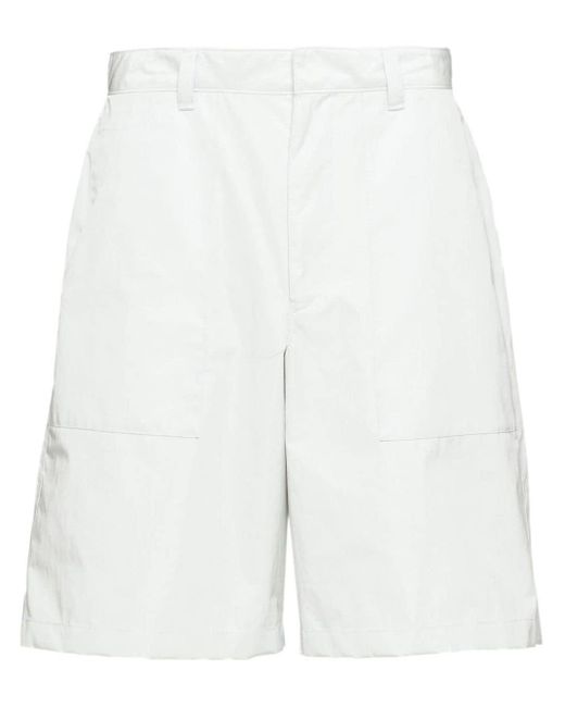 Prada White Re-nylon Bermuda Shorts for men