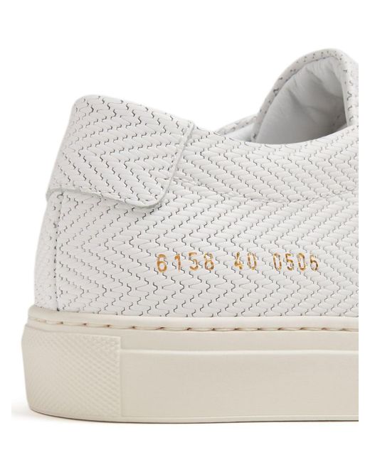 Common Projects White Original Achilles Basket Weave Leather Sneakers