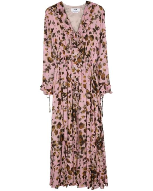Vestido con estampado abstracto MSGM de color Pink