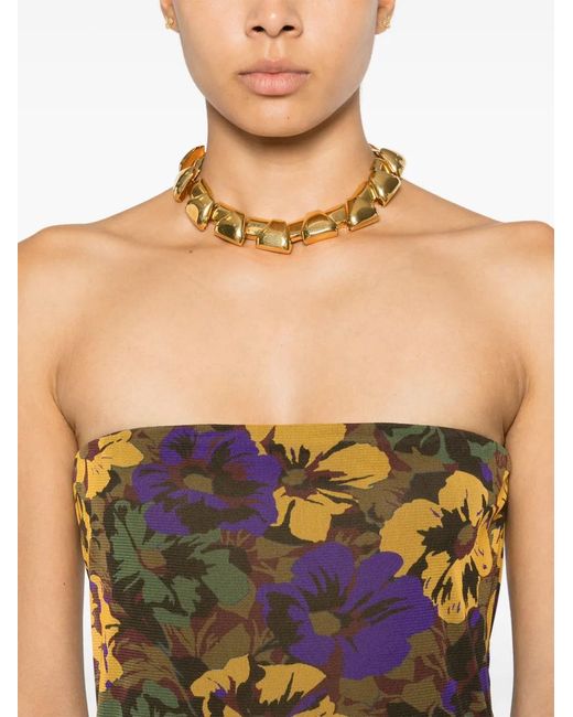 Saint Laurent Multicolor Floral Accented Polyamide Mini Dress