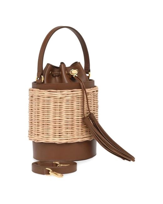 Gianvito Rossi Brown Tassel Wicker Siënna Bucket Bag