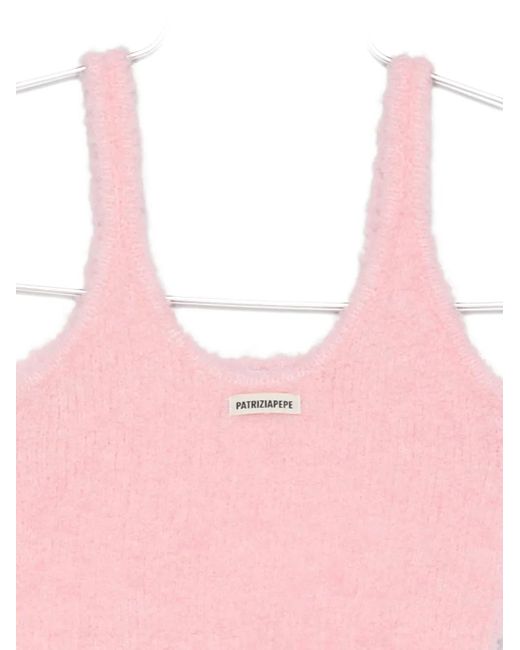Patrizia Pepe Pink Logo-Patch Knitted Top