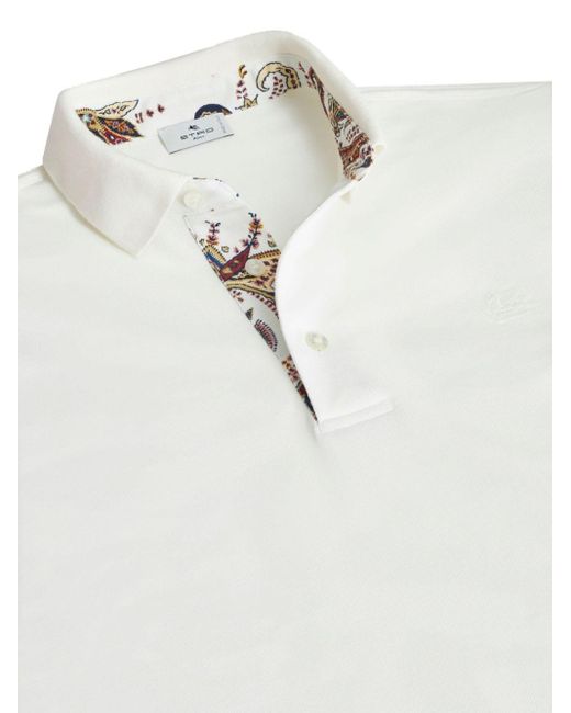Polo en coton à motif Pegaso brodé Etro pour homme en coloris White
