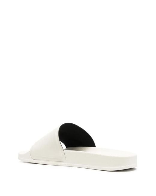 MSGM White Logo-print Slides for men