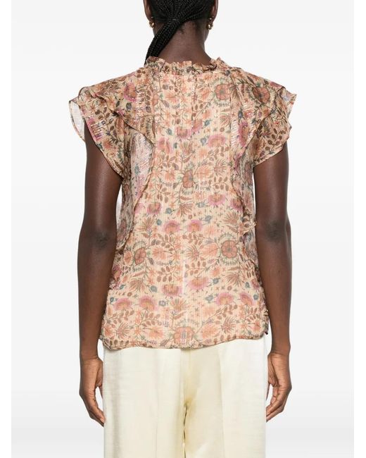 MAISON 123 Pink Floral-Print Ruffled Top