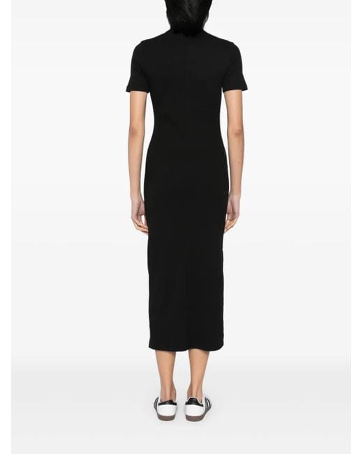 Lacoste Black Cotton Ribbed Dress
