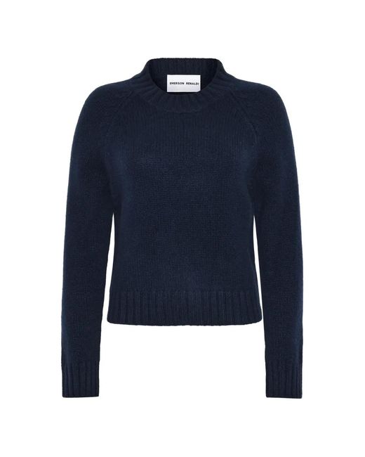 EMERSON RENALDI Blue Ribbed-Knit Raglan-Sleeve Sweater