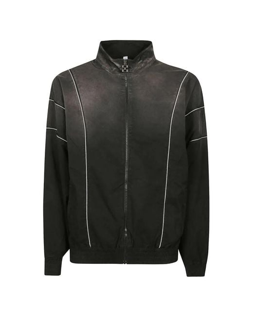 Off-White c/o Virgil Abloh Black Piped-Trim Zip-Up Jacket for men