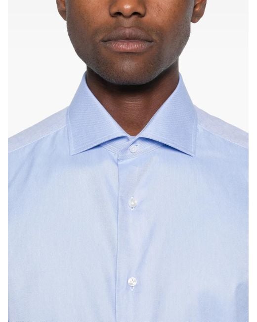 Barba Napoli Blue Cotton Shirt for men
