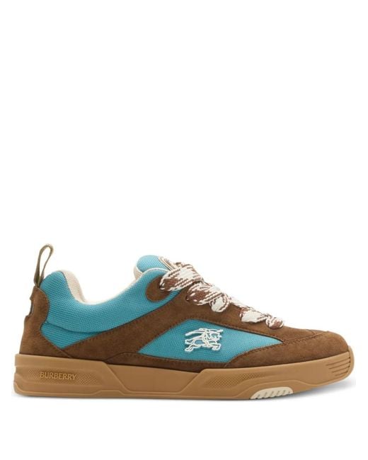 Burberry Blue Suede Appliqué Arc Trainers for men