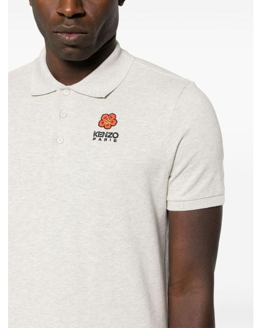 Polo boke in cotone piqué con logo di KENZO in White da Uomo