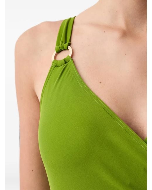 MICHAEL Michael Kors Green Ring-Detail Ruched Swimsuit