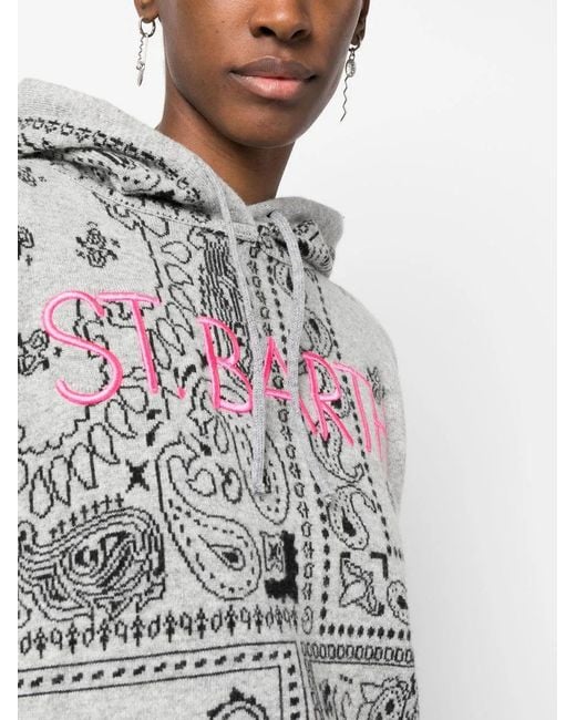 Mc2 Saint Barth Gray Paisley-Print Pullover Hoodie