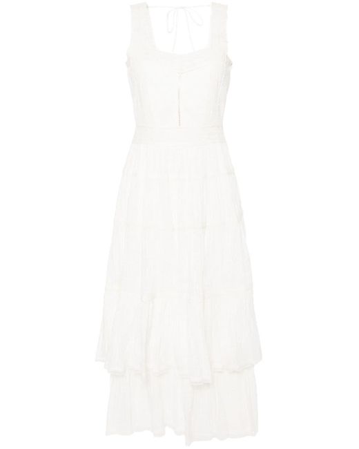 Twin Set White Lace-trim Cotton Maxi Dress