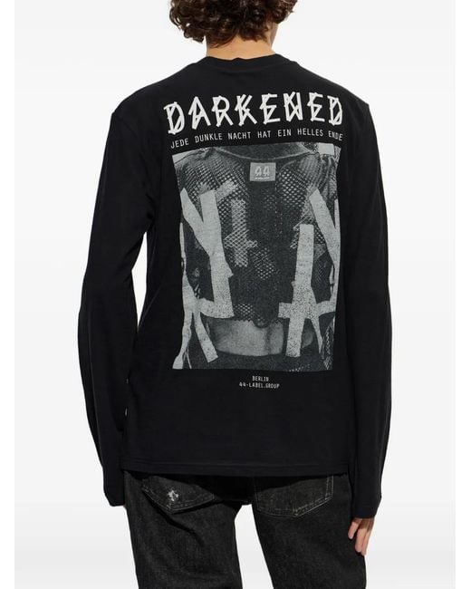 44 Label Group Black Graphic-Print Long-Sleeve T-Shirt for men