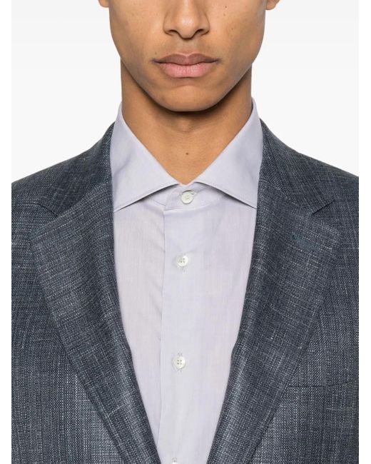 Canali Blue Slub-Texture Blazer for men