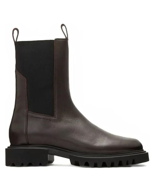AllSaints Black Hallie Pull-Tab Lug-Sole Boots