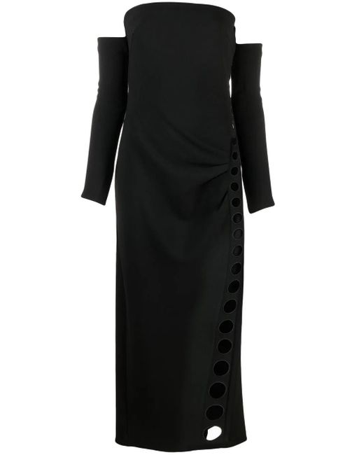 Cult Gaia Black Off-Shoulder Midi Dress