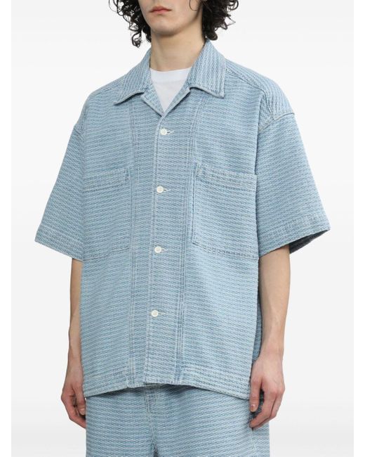 FIVE CM Blue Geometric-print Cotton Shirt for men