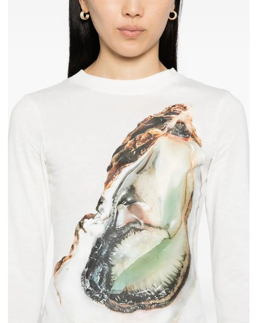 A.W.A.K.E. MODE White Oyster Graphic-Printed T-Shirt